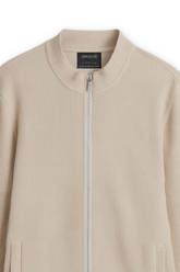 Relaxed Fit Waffle Knit Mock Neck Full Zipper - Desert Sand
